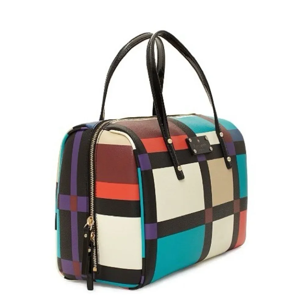 Kate Spade Perry Street Shawna handbag colorblock handbag leather plaid